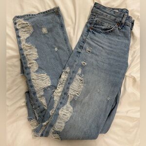 Zara Blue Boyfriend Jeans Distressed Casual